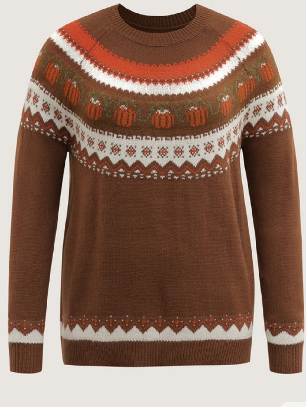 BloomChic Brown Fair Isle Pumpkin Crewneck Sweater Size 26W